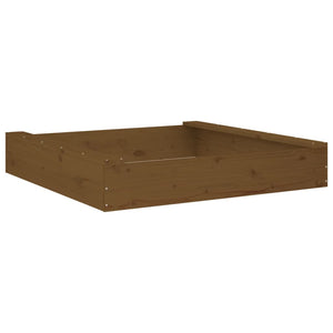 vidaXL Sandbox with Seats Honey Brown Square Solid Wood Pine