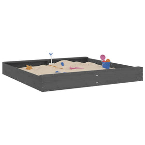 vidaXL Sandbox with Seats Grey Square Solid Wood Pine
