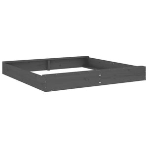 vidaXL Sandbox with Seats Grey Square Solid Wood Pine