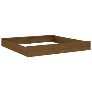 vidaXL Sandbox with Seats Honey Brown Square Solid Wood Pine