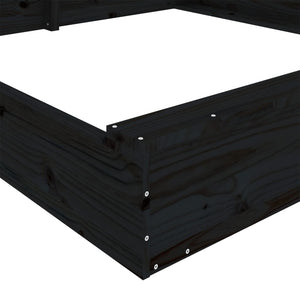 vidaXL Sandbox with Seats Black Square Solid Wood Pine