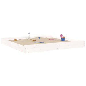 vidaXL Sandbox with Seats White Square Solid Wood Pine