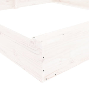 vidaXL Sandbox with Seats White Square Solid Wood Pine