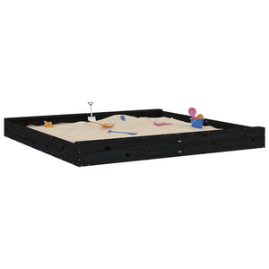 vidaXL Sandbox with Seats Black Square Solid Wood Pine