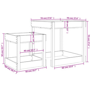 vidaXL Sand Tables 2 pcs Grey Solid Wood Pine