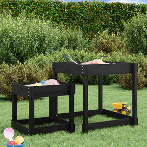 vidaXL Sand Tables 2 pcs Black Solid Wood Pine