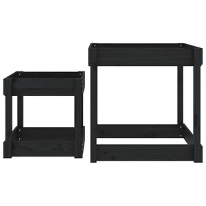 vidaXL Sand Tables 2 pcs Black Solid Wood Pine