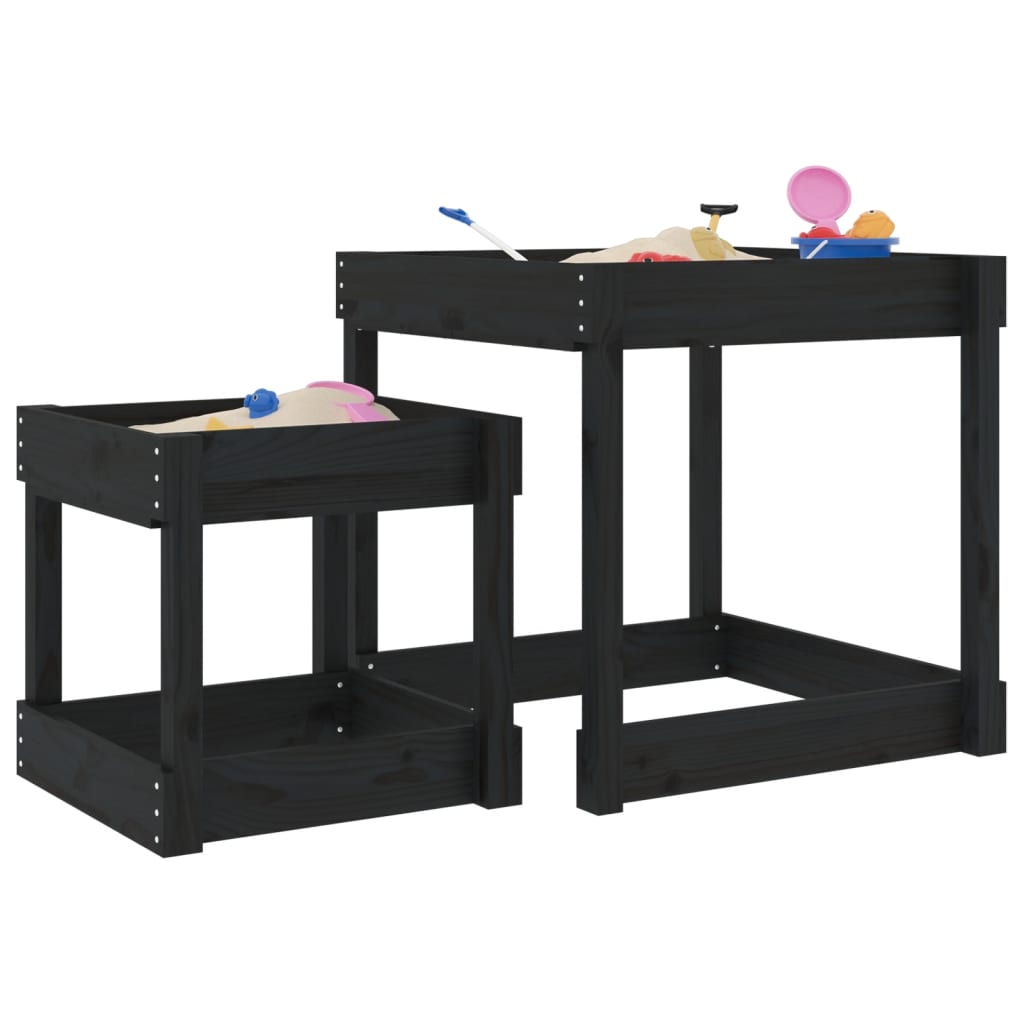 vidaXL Sand Tables 2 pcs Black Solid Wood Pine