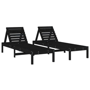 vidaXL Sun Loungers 2 pcs Black 199.5x60x74 cm Solid Wood Pine