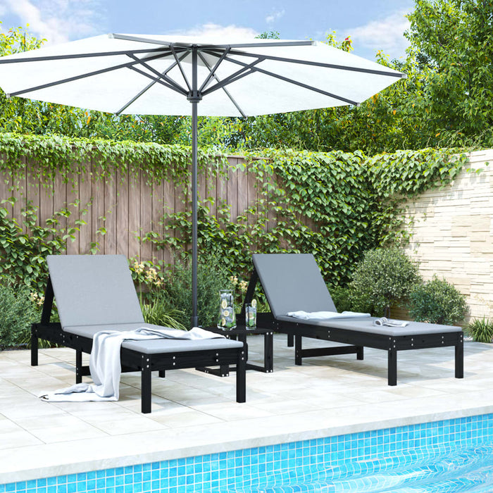 vidaXL Sun Loungers 2 pcs Black 199.5x60x74 cm Solid Wood Pine