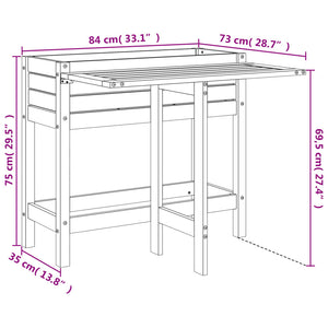 vidaXL Garden Planter with Folding Tabletop Solid Wood Pine