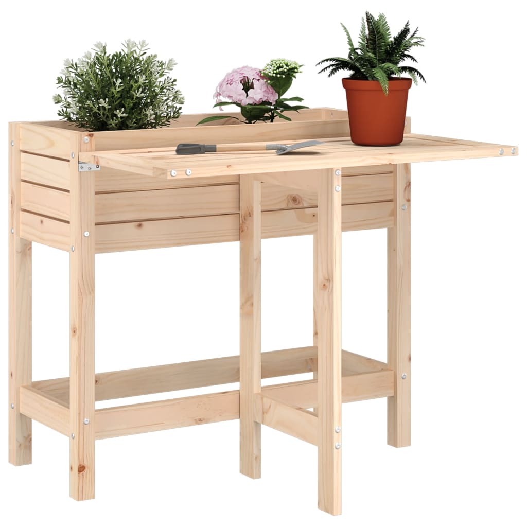 vidaXL Garden Planter with Folding Tabletop Solid Wood Pine