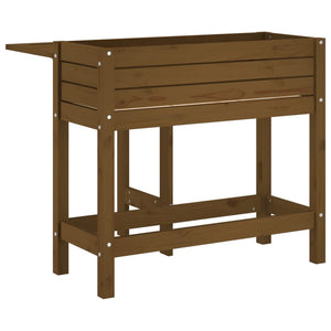 vidaXL Garden Planter with Folding Tabletop Honey Brown Solid Wood Pine