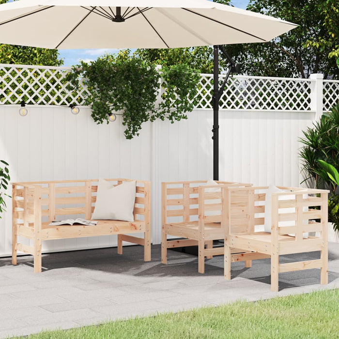 vidaXL 3 Piece Garden Lounge Set Solid Wood Pine