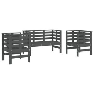 vidaXL 3 Piece Garden Lounge Set Grey Solid Wood Pine