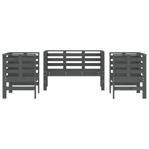 vidaXL 3 Piece Garden Lounge Set Grey Solid Wood Pine