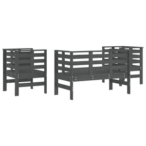 vidaXL 3 Piece Garden Lounge Set Grey Solid Wood Pine