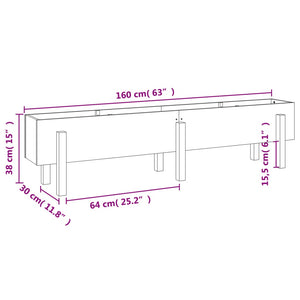 vidaXL Garden Raised Bed White 160x30x38 cm Solid Wood Pine