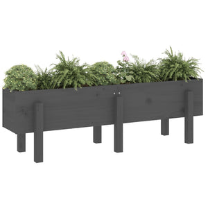 vidaXL Garden Raised Bed Grey 121x30x38 cm Solid Wood Pine