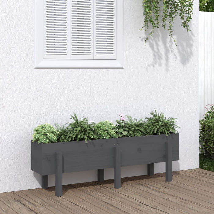 vidaXL Garden Raised Bed Grey 121x30x38 cm Solid Wood Pine