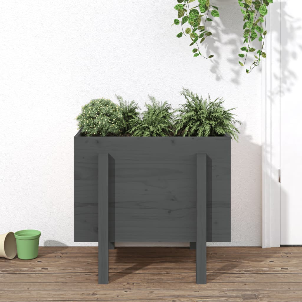 vidaXL Garden Planter Grey 62x50x57 cm Solid Wood Pine