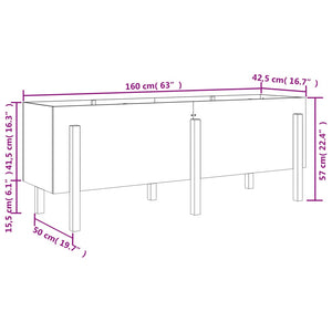 vidaXL Garden Raised Bed White 160x50x57 cm Solid Wood Pine