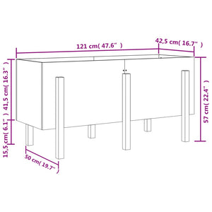 vidaXL Garden Raised Bed White 121x50x57 cm Solid Wood Pine