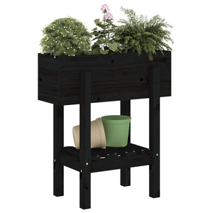 vidaXL Garden Planter Black 62x30x69 cm Solid Wood Pine