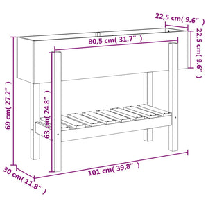 vidaXL Garden Raised Bed Grey 101x30x69 cm Solid Wood Pine