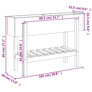 vidaXL Garden Raised Bed Honey Brown 101x30x69 cm Solid Wood Pine