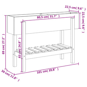 vidaXL Garden Raised Bed Black 101x30x69 cm Solid Wood Pine