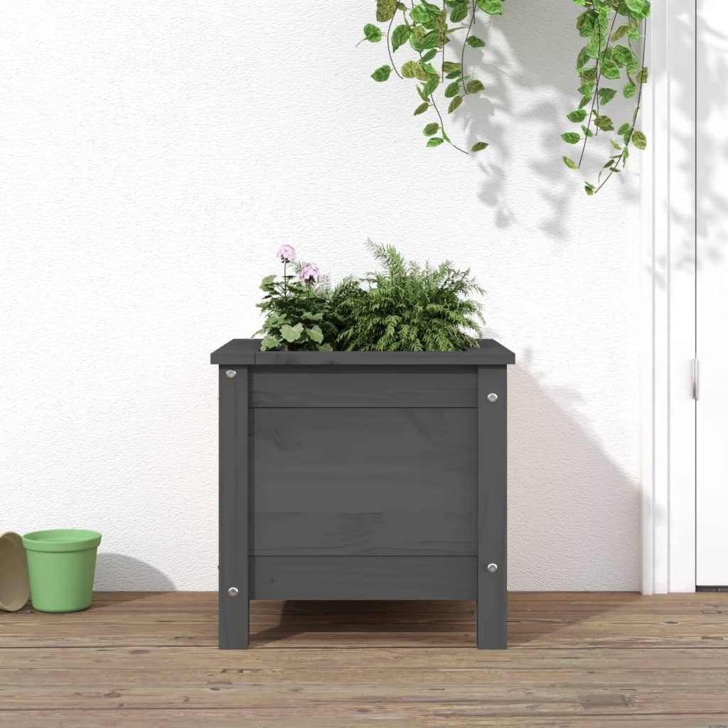 vidaXL Garden Planter Grey 40x40x39 cm Solid Wood Pine