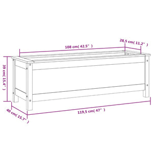 vidaXL Garden Raised Bed White 119.5x40x39 cm Solid Wood Pine