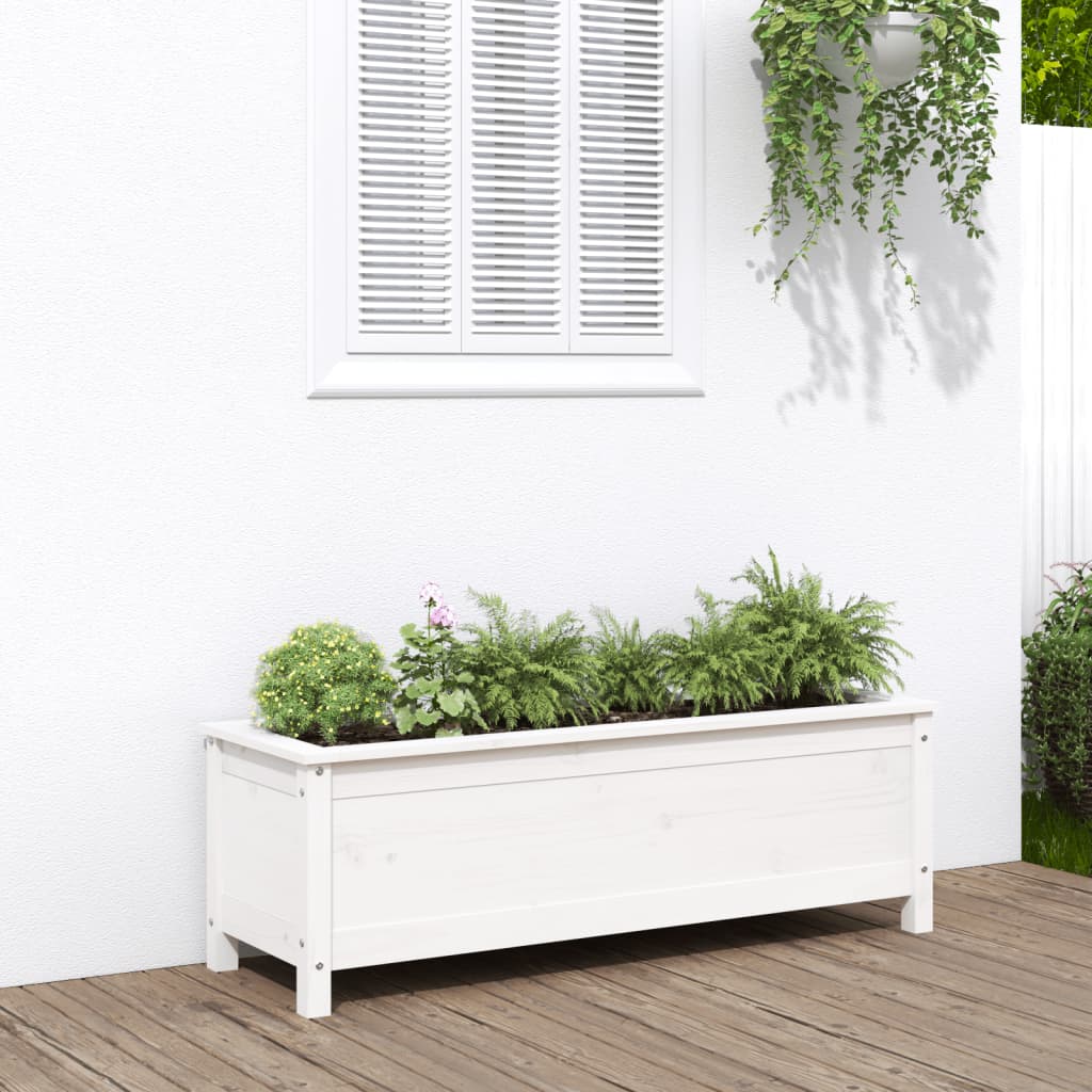 vidaXL Garden Raised Bed White 119.5x40x39 cm Solid Wood Pine