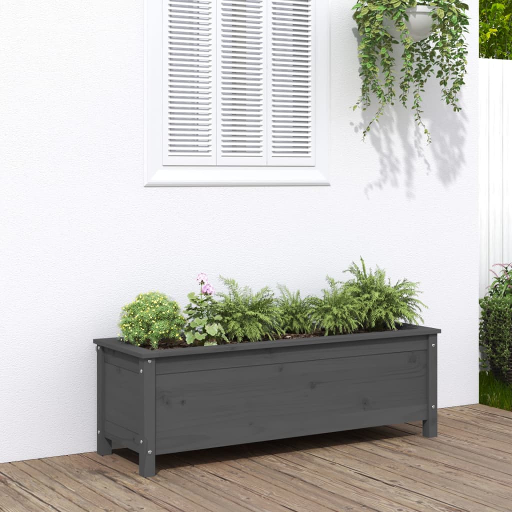 vidaXL Garden Raised Bed Grey 119.5x40x39 cm Solid Wood Pine