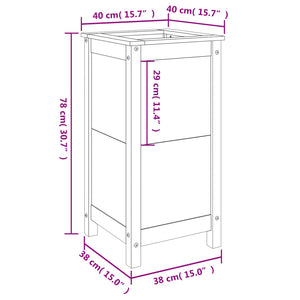 vidaXL Garden Planter White 40x40x78 cm Solid Wood Pine