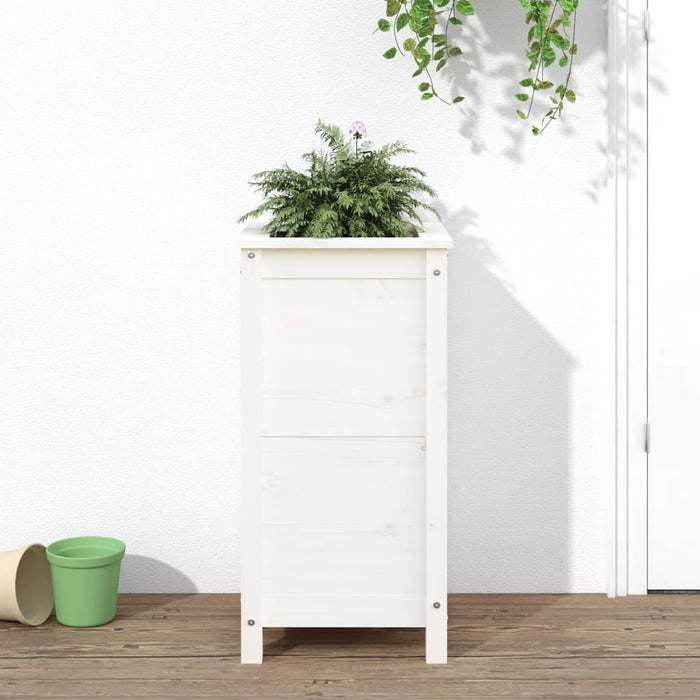 vidaXL Garden Planter White 40x40x78 cm Solid Wood Pine