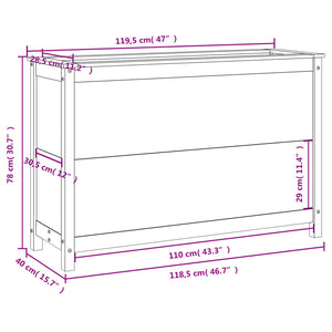 vidaXL Garden Raised Bed Grey 119.5x40x78 cm Solid Wood Pine