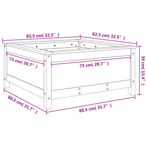 vidaXL Garden Planter White 82.5x82.5x39 cm Solid Wood Pine