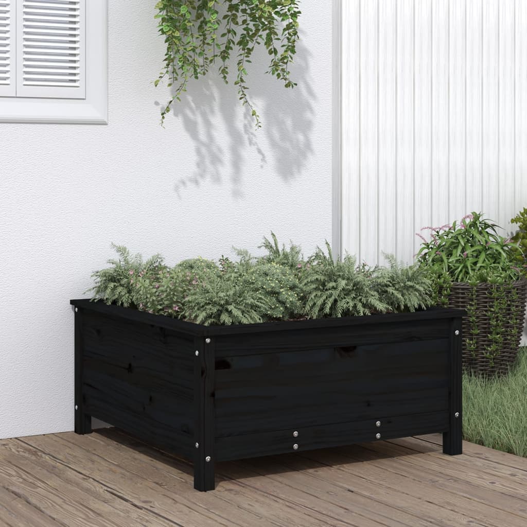 vidaXL Garden Planter Black 82.5x82.5x39 cm Solid Wood Pine