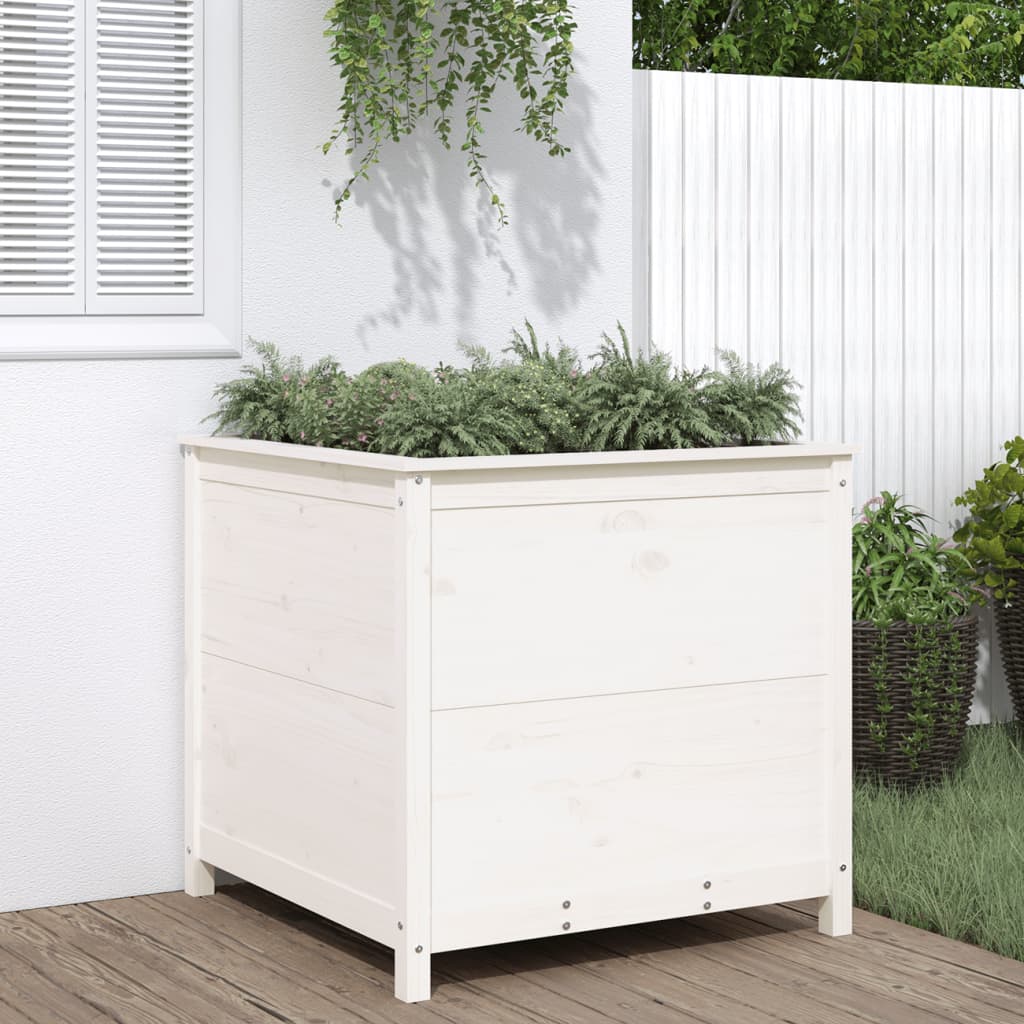 vidaXL Garden Planter White 82.5x82.5x78 cm Solid Wood Pine