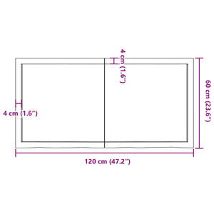 vidaXL Wall Shelf 120x60x(2-4) cm Untreated Solid Wood Oak