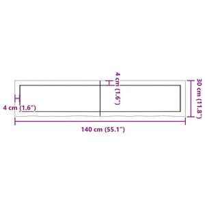 vidaXL Wall Shelf 140x30x(2-6) cm Untreated Solid Wood Oak