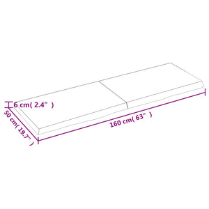 vidaXL Wall Shelf 160x50x(2-6) cm Untreated Solid Wood Oak