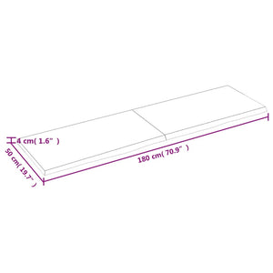 vidaXL Wall Shelf 180x50x(2-4) cm Untreated Solid Wood Oak