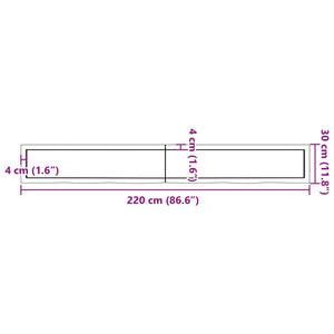 vidaXL Wall Shelf 220x30x(2-6) cm Untreated Solid Wood Oak