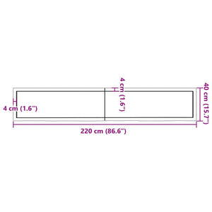 vidaXL Wall Shelf 220x40x(2-4) cm Untreated Solid Wood Oak