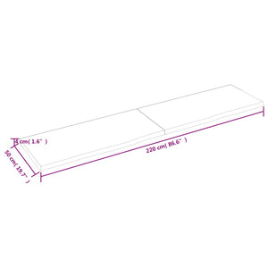 vidaXL Wall Shelf 220x50x(2-4) cm Untreated Solid Wood Oak