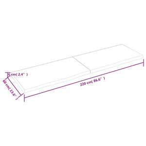 vidaXL Wall Shelf 220x60x(2-6) cm Untreated Solid Wood Oak