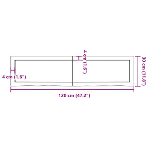 vidaXL Wall Shelf Light Brown 120x30x(2-4) cm Treated Solid Wood Oak